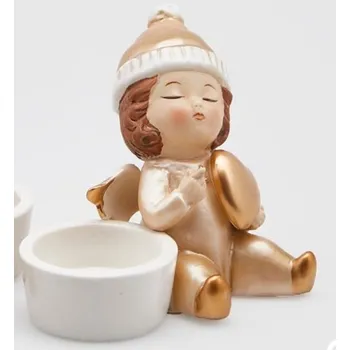 Vánoční dekorace Vánoční figurka anděl se svícnem 1ks, 10 cm - Se srdcem