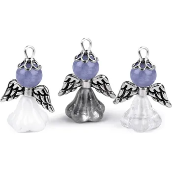 Přívěsek Anděl pro štěstí s minerálem, v krabičce - 2 avanturín modrý