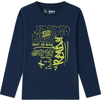 Dívčí tričko Chlapecké tričko tm. modré Wolf & Wolfie S2533B Velikost: 164