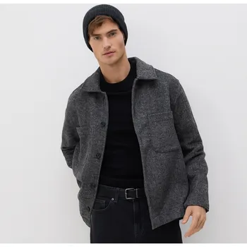 Pánská košile Reserved - Komfortní košile s příměsí vlny - tmavě šedá - 424GT-90X - 424GT-90X-XL