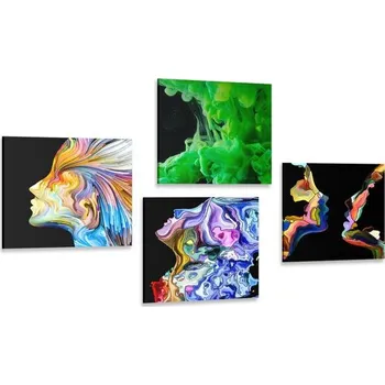 Obraz Dovido Set obrazů pestrobarevná abstrakce