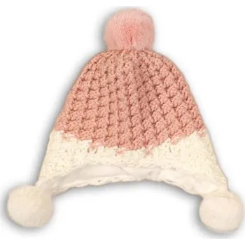 Čepice Čepice zimní dívčí s bambulemi, Minoti, DEER 15, růžová - 68/80 | 6-12m