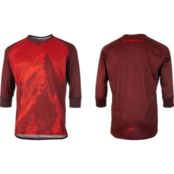 cyklistický dres GHOST oblečení Pánský dres s 3/4 rukávem Ghost dlouhý rukáv MTN Ride Line, red-red - M