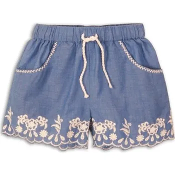 Kraťasy dívčí bavlněné vyšívané, Minoti, Picnic 5, modrá - 86/92 | 18-24m