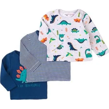 Tričko kojenecké 3pack, Minoti, Jurassic 10, modrá - 62/68 | 3-6m