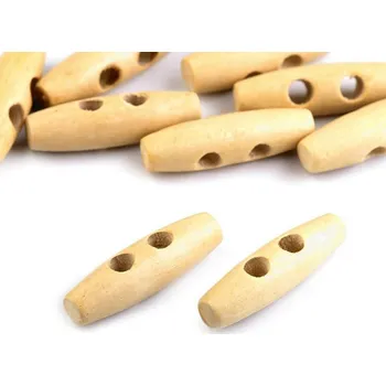 Knoflík Knoflík dřevěný oliva 12x40 mm 10 kusů - 1 přírodní lakované