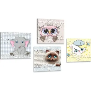 Obraz Dovido Set obrazů zvířátka v dětském provedení