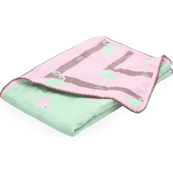 Dětská deka Scamp Deka 6-vrstvá,bavlna (Green Rose Flamingo)