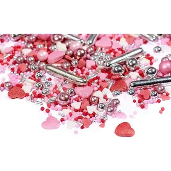 Čokoláda Cukrové zdobení růžovo-bílé Be Mine 90 g - Happy Sprinkles