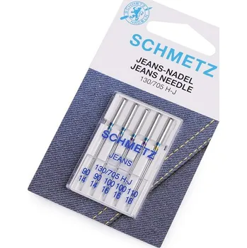 Strojové jehly Jeans 90; 100; 110 sdružené Schmetz - 3 90/14;100/16;110/18 nikl