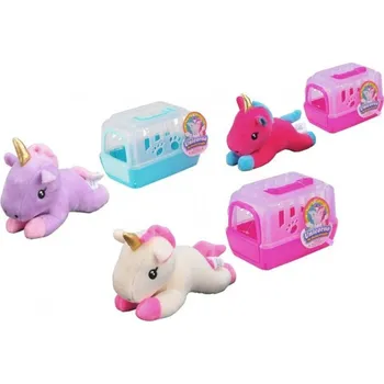 Figurka Jednorožec 13cm v přepravním boxu plast/plyš 9x15cm 3 barvy