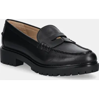 Dámské mokasíny Kožené mokasíny Lauren Ralph Lauren Marli dámské, černá barva, na platformě, 802967752001 802967752001.001 99X, EUR 37