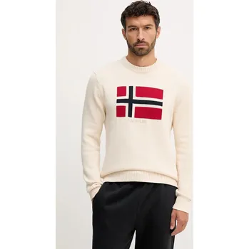 Pánský svetr Bavlněný svetr Napapijri D-Mura pánský, béžová barva, NP0A891UN1J1 80X, vel. L