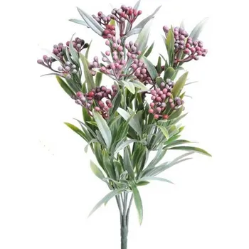 umělá květina Umělá rostlina s pupeny - zelená/červená