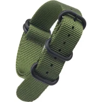 Řemínek na hodinky NATO ZULU řemínek zelený (černá spona) - 22 mm + 5 let záruka a dárek ZDARMA