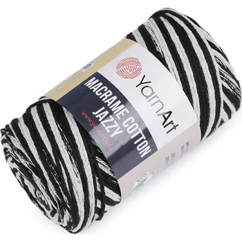Galanterie Pletací příze Macrame cotton Jazzy 250 g - 9 (1211) šedá holubí černá