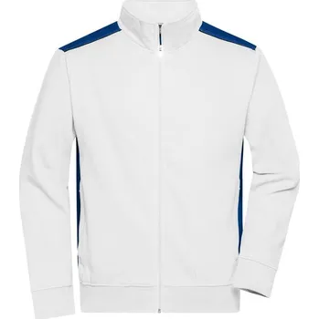 Pánská mikina James & Nicholson (Daiber) Pánská mikina bez kapuce JN870 - Bílá / královská modrá | 6XL