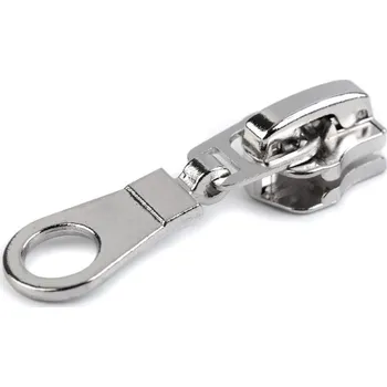 Zip Jezdec ke kovovým staromosazným zipům 6 mm 10ks - nikl
