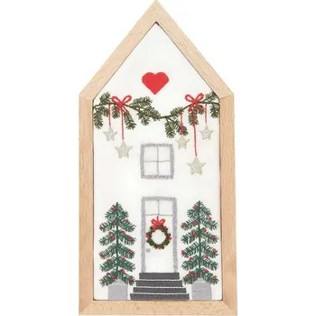 kreativní sada Rico Design Sada na vyšívání dekorace vánoční dům 9x18cm