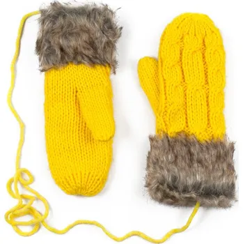 Módní doplněk Žluté rukavice s kožíškem