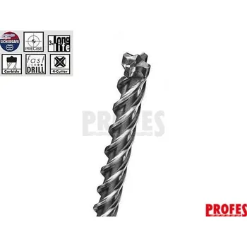 Příslušenství k vrtačce Hawera SHARX příklepový čtyřbřitý vrták do kladiv SDS-Plus 15.0x200/265mm do železobetonu, zdiva a kamene (266513)