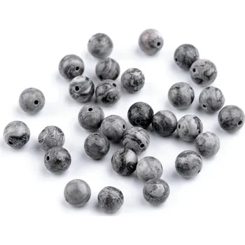 Korálek Minerálové korálky Jaspis šedý Ø6 mm 10ks - jaspis šedý