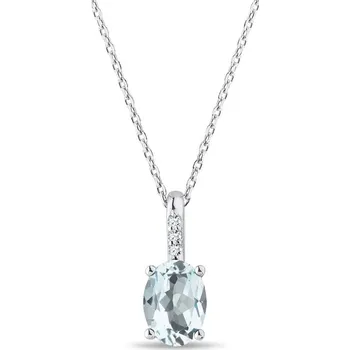 Náhrdelník Náhrdelník z bílého zlata s diamanty a akvamarínem KLENOTA