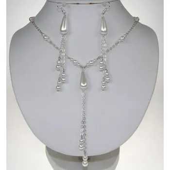 Dětské navlékací korálky Soupravy bižuterie - Korálky a perličky - C33V+CE60V - MS01 - Bílé perly - stříbro