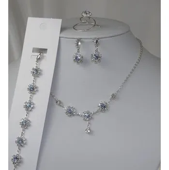 Souprava šperků Soupravy bižuterie - Lehké štrasové šperky - 5801-0155+5802-0096+5803-0033+5805-0010 - MS02 - Krystal, světlý safír - stříbro