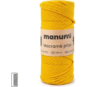 Příze Manumi Macramé příze stáčená 3PLY 3mm tmavě žlutá