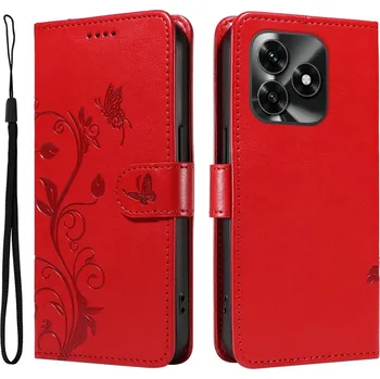 Pouzdro na mobilní telefon Flowers knížkové pouzdro na Honor X5c Plus - červené