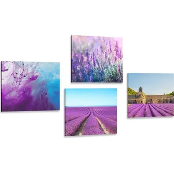 Obraz Dovido Set obrazů levandule s abstrakcí