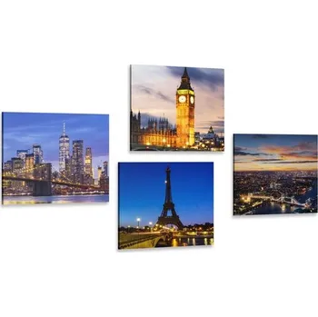 Obraz Dovido Set obrazů noční města