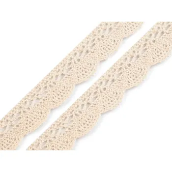 Krajka Bavlněná krajka šíře 18 mm paličkovaná METRÁŽ - 2 béžová sv.