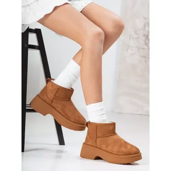 Dámské kozačky Dámské boty DSTREET ZY1288 KARAMELOVÁ 39