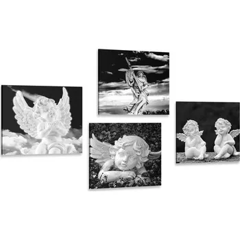 Obraz Dovido Set obrazů andílky v černobílém provedení