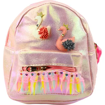 Dětský batoh LEAN Toys Dětský Batoh Labutě Krajka Ozdoby Růžový 22cm 2,8L