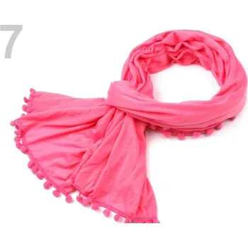 Šála Šála 50x180cm elastická s bambulkami - 7 růžová