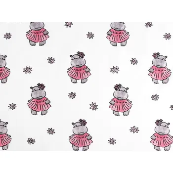 METRÁŽ Bavlněná látka s dětskými motivy - 25 (255) růžová dětská hroch