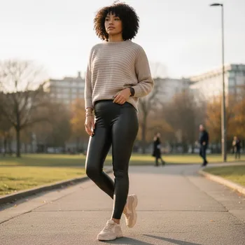 Dámské legíny Zateplené koženkové legíny černé Velikost: 3XL/4XL