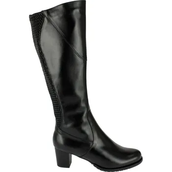 Dámské kozačky Kozačky De Plus na podpatku kožené 9647 černé - 44