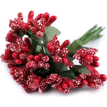 umělá květina Květinové pestíky na drátku / vývazek - 5 červená