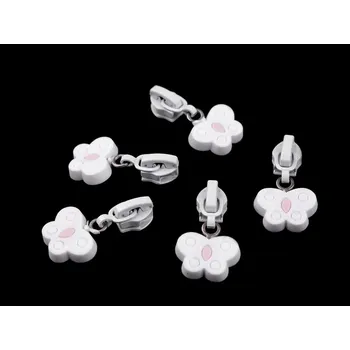 Zip Jezdec ke spirálovým zipům 6 mm motýl balení 5 KUSŮ - 1 bílá