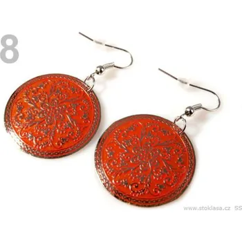 Náušnice Náušnice kovové Ø29mm kruhové s ornamenty (1 pár) - 8 oranžová okrová