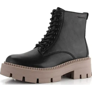 Dámské kozačky Tamaris šněrovací kotník na hrubé podešvi Black 1-25286-41 - 42 | P678762