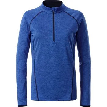 James & Nicholson (Daiber) Dámské funkční tričko s dlouhým rukávem JN497 - Modrý melír / tmavě modrá | XS