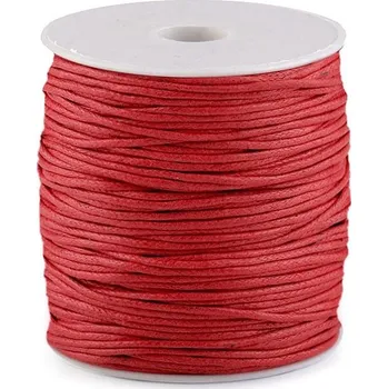 Galanterie Šňůra bavlněná Ø1,5-2 mm voskovaná návin 80 metrů - 18 červená jahoda