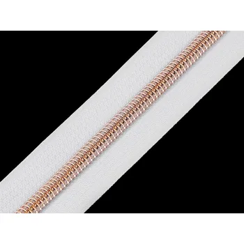 Zip Zip spirálový No 5 s metalickými zoubky metráž - 5 bílá růžovozlatá