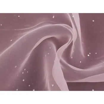 Organza s hvězdičkami s hologramem METRÁŽ - 3 růžová světlá