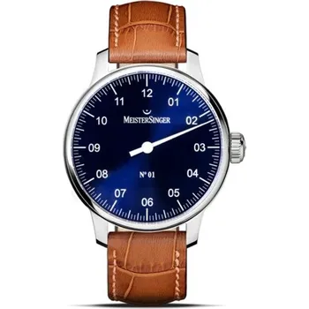 Hodinky MeisterSinger N°01 AM3308 - Světle hnědý kožený řemínek + 5 let záruka a dárek ZDARMA